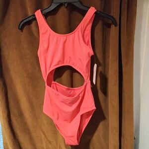 NWT Pink Shimmer Cutout Swimsuit Girls 12